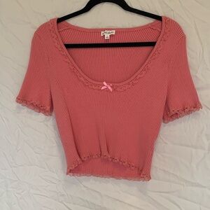 For Love & Lemons Calla Crop Knit in Peach Pink